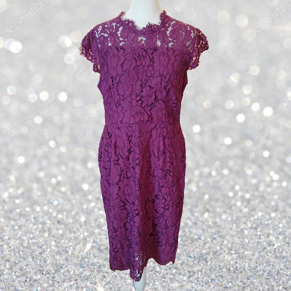 Lace Cocktail Dress Size L Magenta Purple Merokeety